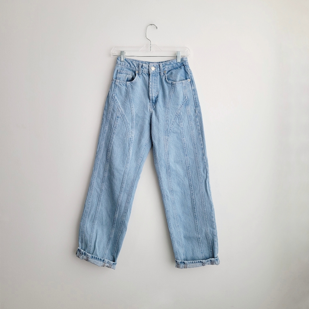 ZARA Straight Leg Hight Waist High Rise Casual Blue Jeans